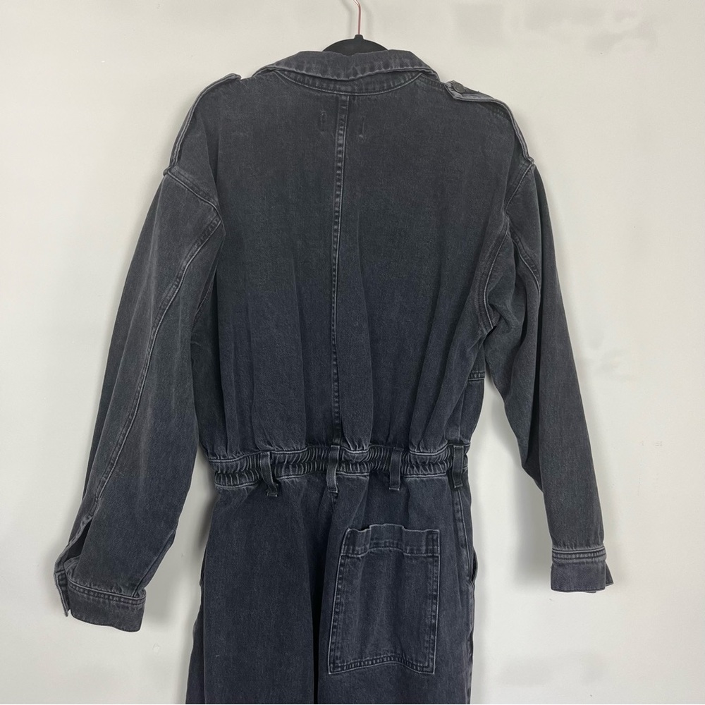 AGOLDE VIANKA DENIM UTILITY BUTTON UP JUMPSUIT LONG SLEEVE IN BLACK SIZE 10 - Picture 12 of 16